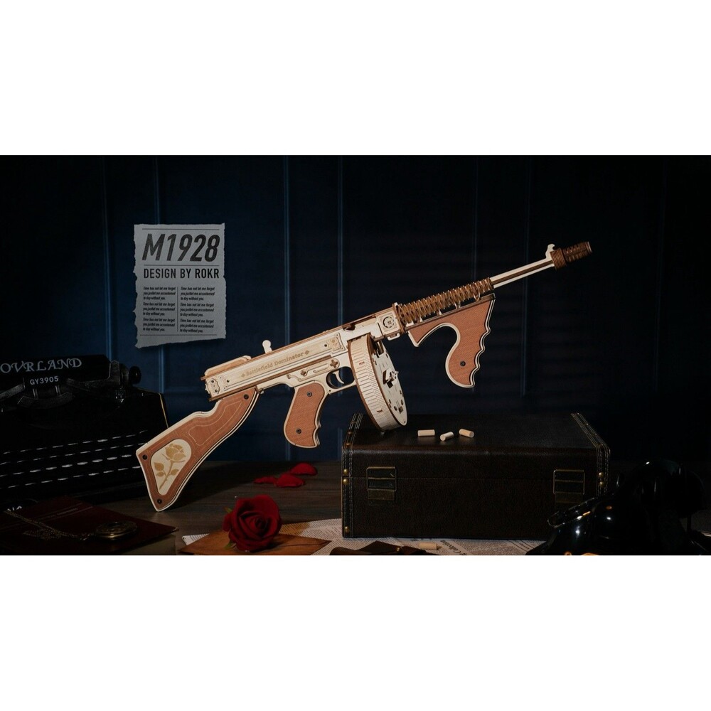 ROKR 3D Justice Guard Wooden Puzzle Submachine Gun 14+ , 275 Pieces, Model LQB01